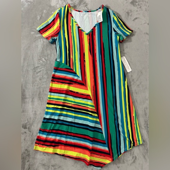 Soft surroundings v neck shift stripe dress - Picture 2 of 12